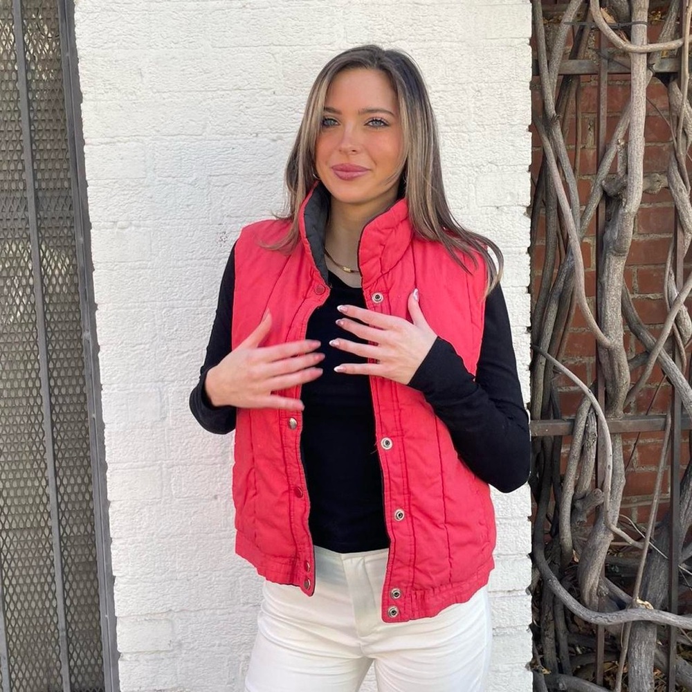 Vintage y2k retro reversible quilted puffer vest sz s- m women